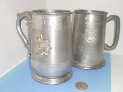 £22 • Buy Scots Guards And Guards Depot Pewter Presentation Tankards C. 1980's