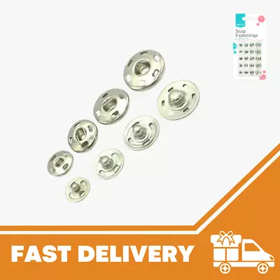 20 Pack Metal Press Studs Snap Fasteners Sewing Popper Tich Buttons Dressmaking • £2.99