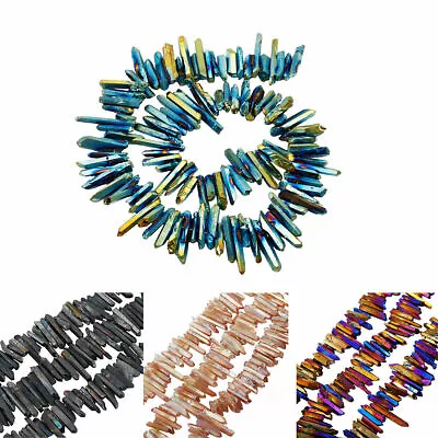 Natural Quartz Titanium Coated Crystal Points Rough Sticks Spikes Point Bead 16  • $12.99