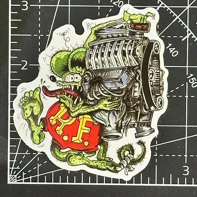 Engine Holding R. F. Rat Fink - Rat Rod Vinyl Decal - PVC Sticker Bomb • $5.99