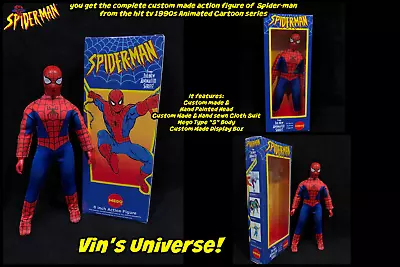 Custom 8  Mego 1990s Animated Cartoon Spiderman Spider-Man Complete Figure • $129.99