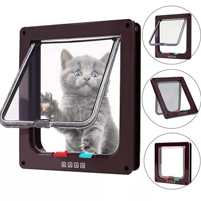 4 Way Locking Pet Cat Puppy Dog Magnetic Flap Door Entry & Exit Safe Gate Frame • $15.36