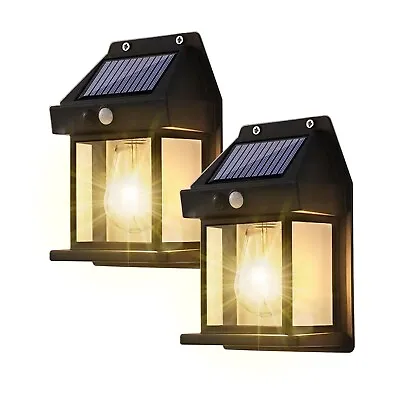 LED Solar Wall Light Lantern Motion Sensor＆Dusk To Dawn Porch Fence Lamp Outdoor • $10.99