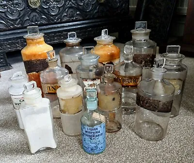 £75 • Buy Antique Apothecary Bottles X 14 Chemist Doctor's C.1930's 