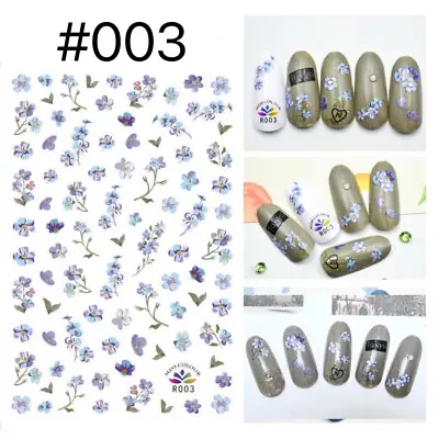 Flower Nail Sticker Purple Blue Flower Pedal Nail Decals Nail Art Peel & Apply • $3.50