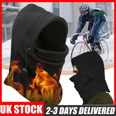 NEW!Fleece Winter Full Face Mask Men Women Cycling Ski Warm Neck Black Motorbike • £3.99