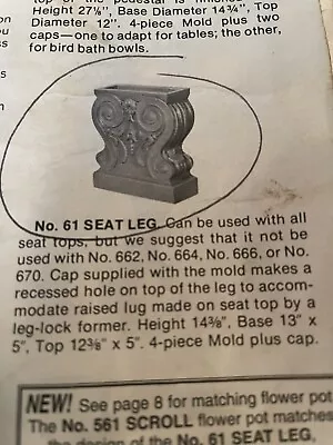 Aluminum Concrete Mold Cmc  61 Seat Leg • $185