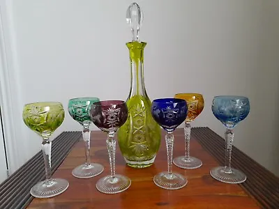 Nachtmann Coloured Vintage Stemmed Crystal Wine Glasses Unused Set Of Six  • £200