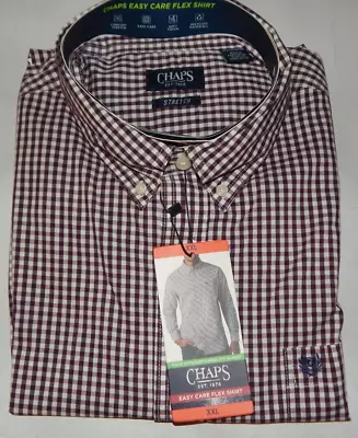 Chaps Size XXL Men's Brown/White Stretch Button-Down Long Sleeve Shirt NEW NWT • $8.50