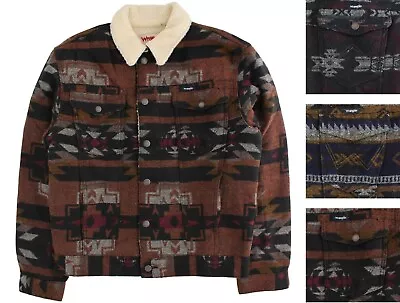 Wrangler Men's Jacquard Jacket  Sherpa Lined Southwestern Print  4-Pocket Coat • $49.99
