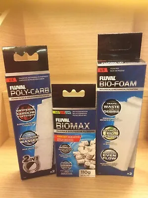 Genuine Fluval U3 Media Replacement Filter FoamsPoly & Biomax.full Set • £12.59