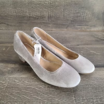 OLD NAVY Women's Gray Velvet Low Profile Block Heel Shoes Size 9 Brand New • £18.06