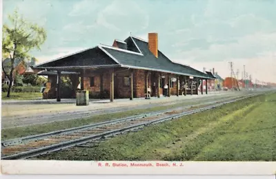 Railroad Station Train Station Monmouth Beach Nj  1908 • $5.99