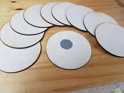 10x Wooden MDF Plain Coasters 10cm 100mm Craft Blanks CIRCLE Shape DIY Tag Table • £4.49