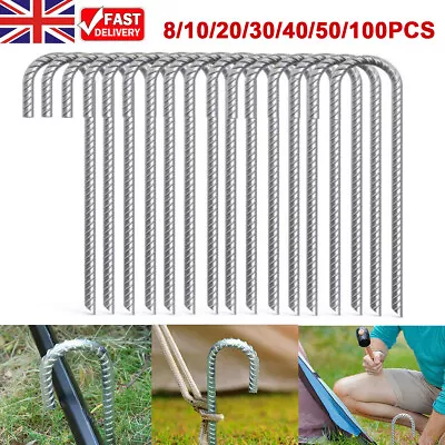 Duty Galvanised Steel Tent Pegs Heavy Duty Rebar Ground Stakes Garden Anchors UK • £84.59