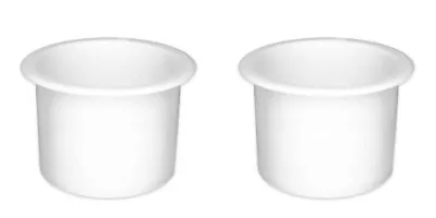 2 White Plastic Cup Holders Boat RV Car Truck Inserts Pontoon Drink Drop In • $7.99