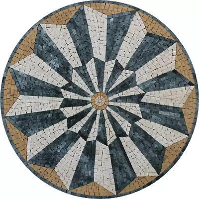 Marble Mosaic Round Yellow And Green Wall Floor Art Tiles • $237