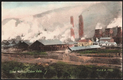 £20 • Buy Hand Colour Tinted Print Postcard Ebbw Vale Steel Works & New Railway Channel?