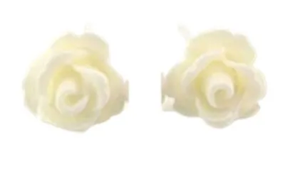 Cream Glittery Rose Stud Earrings Perfect Ladies Gift In Jewellery Gift Bag • $5.59