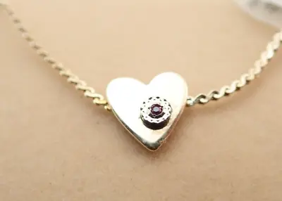 Vintage Gold Filled Ruby Heart Pendant Necklace NOS New Old Stock • $20