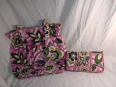 Vera Bradley Priscilla Pink Laura Cinch Tote And Clutch Wallet “Please Read” • $30