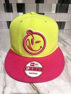Yums Hat New Era 9Fifty Snapback Hat Smiley Face Neon Yellow Pink Cap Colorful • $59.77