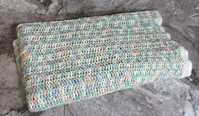 Crochet BABY AFGHAN Blanket Handmade Acrylic Pastel Yarn Ripple Zig Zag • $5