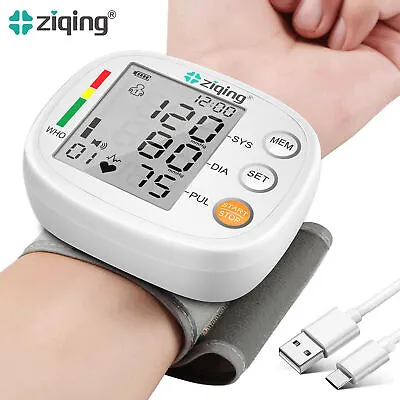 Wrist Blood Pressure Monitor Adjustable BP Cuff Heart Rate Machine Large Screen • $13.99