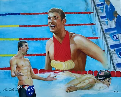 Michael Phelps Limited Edition Giclee Print # 1/50 Teeter USA Olympic Swimming • $199.99