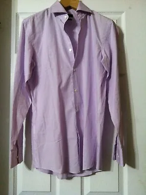 $111.30 • Buy Hugo Boss Mens New Purple 100%cotton Dress Shirt Sharp Fit Size: 15/32-33