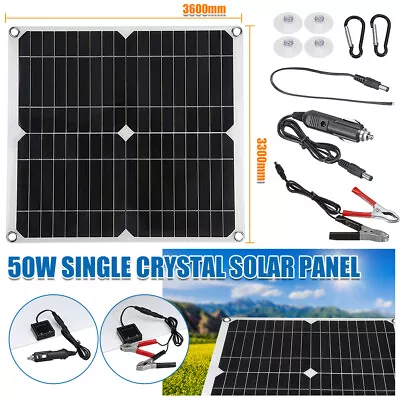 Solar Panel 12V 50W Trickle Charge Car Van Boat Caravan Camper Battery Charger • £23.99