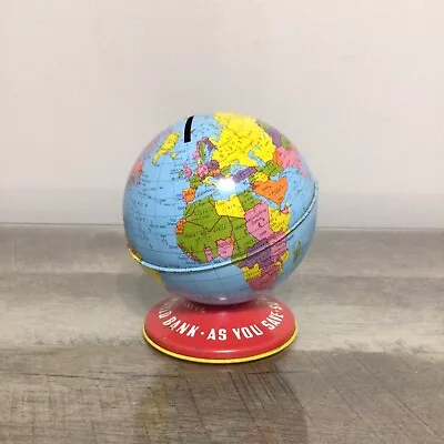 Vintage Ohio Art World Globe Bank Tin Litho Coin Bank • $34.95