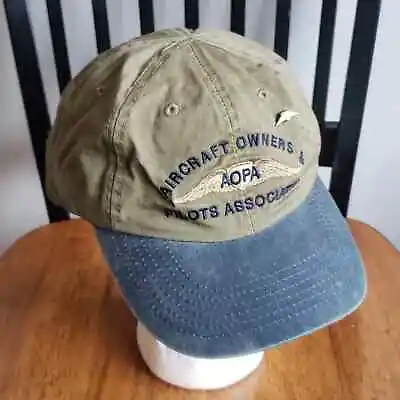 Vintage AOPA Ballcap Hat Adjustable +gold Pin Aircraft Owners &Pilots Green/blue • $20