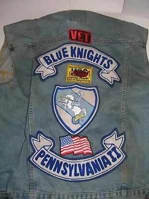 Vintage Blue Knights Denim Vest Size XL Motorcycle Club Pins Patches Veteran PA. • $59.99