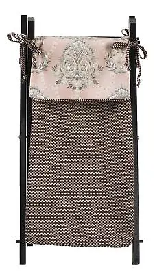 $14.99 • Buy Hamper Bag With Frame Baby Girl Floral Toile Polka Dot Pink Charcoal