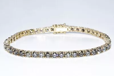 $12500 7.26ct Round Cut Lab-grown Fancy Grey Diamond Tennis Bracelet 14k Gold • $680