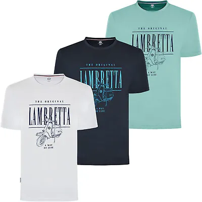 Lambretta Mens Scooter Artwork Short Sleeve Crew Neck Cotton T-Shirt Top Tee • £14.95