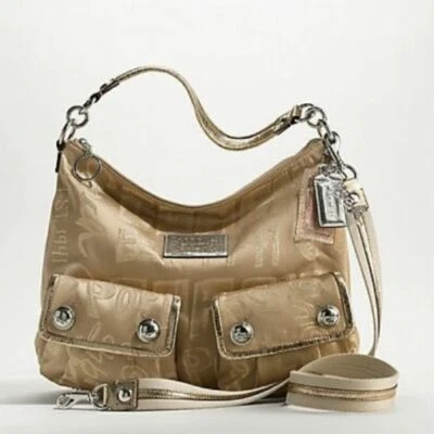 $79.85 • Buy Coach 15304 Purse Shoulder Bag Messenger Poppy Pop CC Story Patch Signature Gold