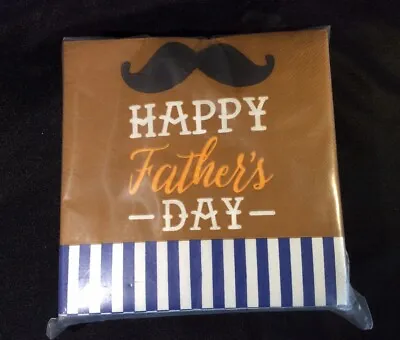 Happy Fathers Day Moustache Paper Napkin Pack 25 Ct. • $10