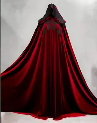 Halloween Velvet Cloak Wizard's Velvet Vampire Theater Cloak Hooded Cape • $42