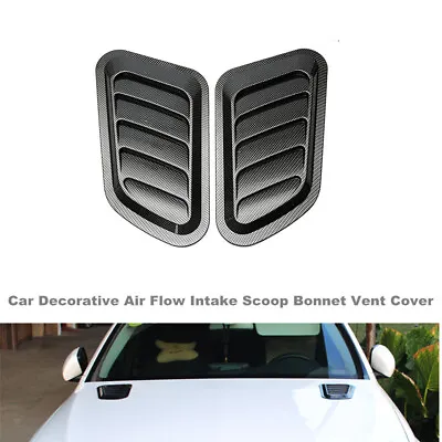 2PC Car Carbon Fiber ABS Decorative Air Flow Intake Scoop Bonnet Vent Cover Hood • $26.99