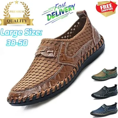 Men's Leather Loafers Casual Shoes Breathable Slip On Moccasins Driving Shoes US • $24.45