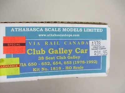 Athabasca Scale Models Via Rail Canada Club Galley Car 1818 • $60.56
