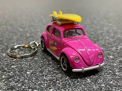Fits Volkswagen Beetle Bug Pink Surfboard Keychain Hot Wheels Matchbox VW • $24.99