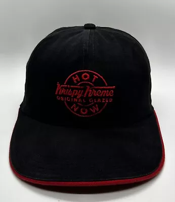 Krispy Kreme Original Glazed Hot Now Cap Hat Adult Adjustable Black Red Cotton • $19.92