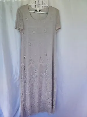 Vintage S.L. Fashions Dress Size 18 Silver Lace Sparkle Maxi Formal • $28.50