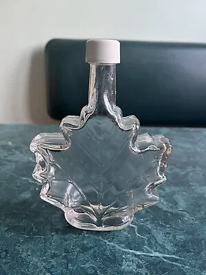 Canadian Maple Leaf Shape Clear Glass Syrup Bottle With Top Embossed Empty • $7.99