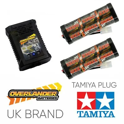 Overlander 2x 3300mah 7.2v NiMH Battery & NX-20 2A Fast Charger - RC Car Tamiya • £49.95