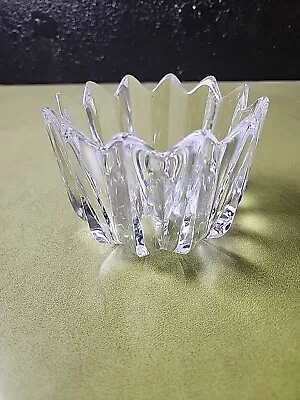 Orrefors Sweden Crystal Beautiful Fleur Bowl Dish 4 1/2  X 3 1/8  Signed • $14.99