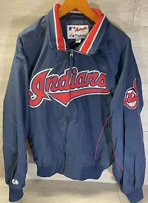 VTG Cleveland Indians Authentic Majestic Jacket Size Medium Chief Wahoo Full Zip • $65.55